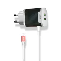 Airox CH61: Transparent Body Charger with V8 Cable & Dual USB Ports (3.4 Amps)
